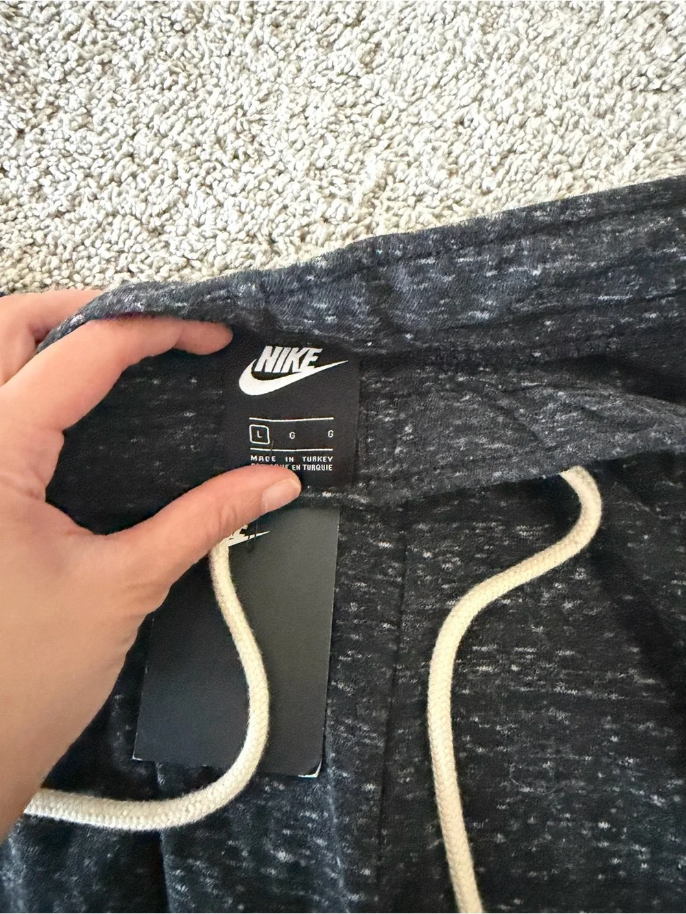 Nike Women's Black Speckled Jogger Pants with White Logo